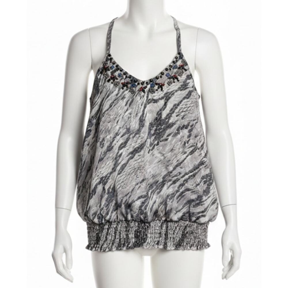 Arden B Tank Top Women Size L Purple Sleeveless Beaded Neckline Boho Y2K